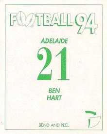 1994 Select AFL Stickers #21 Ben Hart Back